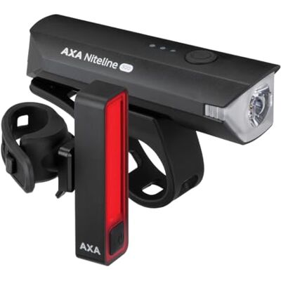AXA Niteline 300 USB Juego de Luces para Bicicleta: luz Delantera de 300 lúmenes y luz Trasera de 20 lúmenes; Recargable Mediante USB-C; 16 Horas de autonomía AXA Niteline 300 USB Juego de Luces para Bicicleta: luz Delantera de 300 lúmenes y luz Trasera de 20 lúmenes; Recargable Mediante USB-C; 16 Horas de autonomía
