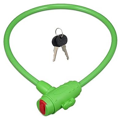 Relaxdays Candado Bici Infantil, 2 Llaves, 70 cm Largo, para Bicicleta y Patinete, Cerrojo Patín Niños, Verde, Latón Relaxdays Candado Bici Infantil, 2 Llaves, 70 cm Largo, para Bicicleta y Patinete, Cerrojo Patín Niños, Verde, Latón