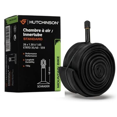 Hutchinson Cámara de Aire MTB Estándar Resistencia y Antipinchazo Válvula Presta Espesor 0,9 mm 48 MM 26 x 1,30-1,65 Hutchinson Cámara de Aire MTB Estándar Resistencia y Antipinchazo Válvula Presta Espesor 0,9 mm 48 MM 26 x 1,30-1,65