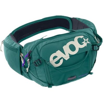 EVOC Hip Pack Pro 3 + Hydration Bladder 1,5, riñonera (Air Flow Contact System, cinturón Lumbar Aero Flex, Incluye Bolsa de hidratación de 1,5 l y portabotellas, Talla única), Bottle Green EVOC Hip Pack Pro 3 + Hydration Bladder 1,5, riñonera (Air Flow Contact System, cinturón Lumbar Aero Flex, Incluye Bolsa de hidratación de 1,5 l y portabotellas, Talla única), Bottle Green
