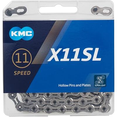 KMC X11SL 11 Velocidad 116L Cadena de Bicicleta, Unisex, CP Silver KMC X11SL 11 Velocidad 116L Cadena de Bicicleta, Unisex, CP Silver