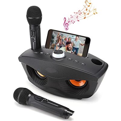 Bewinner Máquina de Karaoke Portátil para Fiestas en Casa con 2 Micrófonos Inalámbricos, Altavoz Bluetooth, Tarjeta microSD, AUX, FM y USB Bewinner Máquina de Karaoke Portátil para Fiestas en Casa con 2 Micrófonos Inalámbricos, Altavoz Bluetooth, Tarjeta microSD, AUX, FM y USB