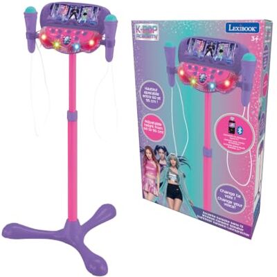 LEXIBOOK , K-Pop Academy, Soporte Karaoke Bluetooth, Morado, Soporte de karaoke con 2 micrófonos, Bluetooth, luces y efectos de voz para cantar a dúo cada día LEXIBOOK , K-Pop Academy, Soporte Karaoke Bluetooth, Morado, Soporte de karaoke con 2 micrófonos, Bluetooth, luces y efectos de voz para cantar a dúo cada día