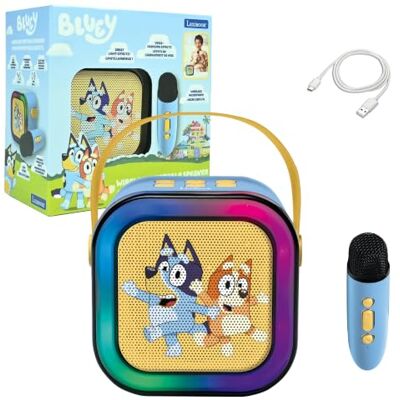 LEXIBOOK , Bluey, Altavoz Karaoke Portátil Bluetooth 5.0, Azul, Altavoz karaoke Bluey con Bluetooth 5.0, micrófono inalámbrico, batería USB-C y efectos de luz divertidos. LEXIBOOK , Bluey, Altavoz Karaoke Portátil Bluetooth 5.0, Azul, Altavoz karaoke Bluey con Bluetooth 5.0, micrófono inalámbrico, batería USB-C y efectos de luz divertidos.