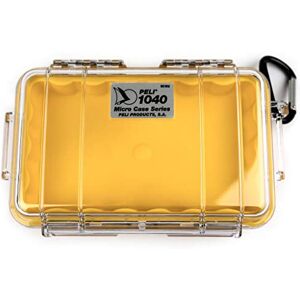 PELI 1040 Estuche técnico impermeable para protección de pequeños objetos en actividades outdoor escalada, rafting, pesca -IP67 estanco, 0,7L capacidad, fabricado en EE.UU, Color Amarillo/transpar1L PELI 1040 Estuche técnico impermeable para protección de pequeños objetos en actividades outdoor escalada, rafting, pesca -IP67 estanco, 0,7L capacidad, fabricado en EE.UU, Color Amarillo/transpar1L