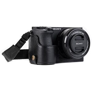 MegaGear Ever Ready Media Funda de Piel auténtica y Correa con Acceso a la batería para cámara Sony Alpha A6500, Color Negro MegaGear Ever Ready Media Funda de Piel auténtica y Correa con Acceso a la batería para cámara Sony Alpha A6500, Color Negro