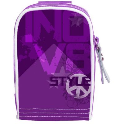 INOV8 Style Funda compacta para cámaras de Fotos, diseño del símbolo de la Paz y Texto , Color Violeta y Blanco INOV8 Style Funda compacta para cámaras de Fotos, diseño del símbolo de la Paz y Texto , Color Violeta y Blanco