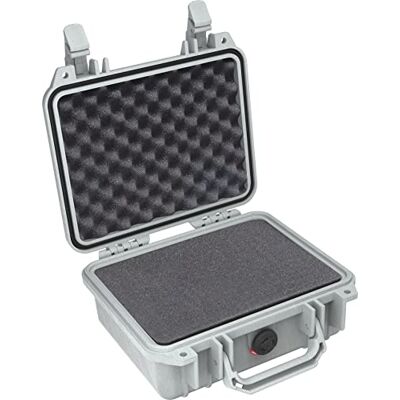 PELI 1200 Maleta fotográfica resistente al agua, al polvo y a los impactos, IP67 estanca e impermeable al polvo, 4L de capacidad, fabricada en EE.UU., con espuma personalizable, color gris PELI 1200 Maleta fotográfica resistente al agua, al polvo y a los impactos, IP67 estanca e impermeable al polvo, 4L de capacidad, fabricada en EE.UU., con espuma personalizable, color gris