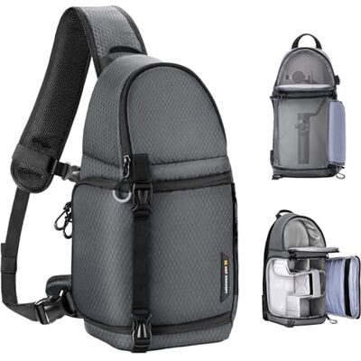K&F CONCEPT Bolsa para Cámara Sling Camera Bolsa Bandolera Impermeable Antirrobo 10L Foto Mochila Reflex Portátil, Bolsa de Cámara Compatible con DSLR SLR Cámara Gris K&F CONCEPT Bolsa para Cámara Sling Camera Bolsa Bandolera Impermeable Antirrobo 10L Foto Mochila Reflex Portátil, Bolsa de Cámara Compatible con DSLR SLR Cámara Gris