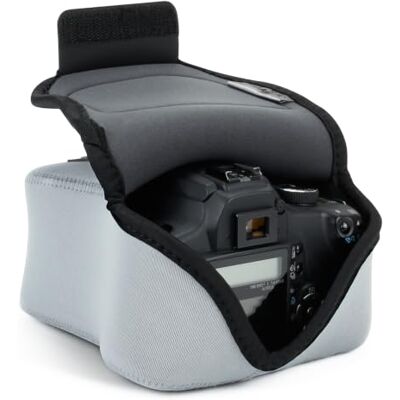 USA Gear Funda Cámara Réflex DSLR de Neopreno (Mediana), Compatible con Canon EOS R100, Nikon Z30 y Sony ZV-E10, con Bolsillo Cremallera, Presilla Cinturón y Protección Acolchada (Gris) USA Gear Funda Cámara Réflex DSLR de Neopreno (Mediana), Compatible con Canon EOS R100, Nikon Z30 y Sony ZV-E10, con Bolsillo Cremallera, Presilla Cinturón y Protección Acolchada (Gris)