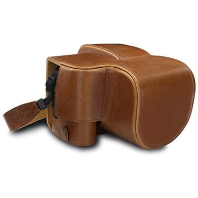 MegaGear MG1680 Estuche Ever Ready, Funda de Cuero, de Pronto Uso, con Correa Compatible con Leica V-Lux 5, Panasonic Lumix DC-FZ1000 II Marrón Claro MegaGear MG1680 Estuche Ever Ready, Funda de Cuero, de Pronto Uso, con Correa Compatible con Leica V-Lux 5, Panasonic Lumix DC-FZ1000 II Marrón Claro