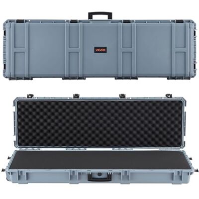 VEVOR Estuche Rígido para Armas Largas, con Cerradura y Espuma Precortada de 4 Capas, Enrollable, Resistente al Agua IP67 y Polvo, 1391 x 435 x 188 mm, Color Gris, para Viajes en Avión y Tren VEVOR Estuche Rígido para Armas Largas, con Cerradura y Espuma Precortada de 4 Capas, Enrollable, Resistente al Agua IP67 y Polvo, 1391 x 435 x 188 mm, Color Gris, para Viajes en Avión y Tren