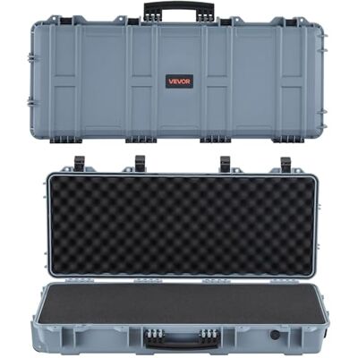VEVOR Estuche Rígido para Armas Largas, con Cerradura y Espuma Precortada de 4 Capas, Enrollable, Resistente al Agua IP67 y Polvo, 978 x 420 x 173 mm, Color Gris, para Viajes en Avión y Tren VEVOR Estuche Rígido para Armas Largas, con Cerradura y Espuma Precortada de 4 Capas, Enrollable, Resistente al Agua IP67 y Polvo, 978 x 420 x 173 mm, Color Gris, para Viajes en Avión y Tren