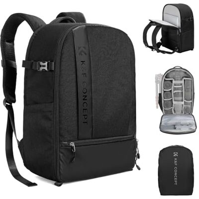 K&F CONCEPT Mochila para Cámara, Mochila Fotográfica Profesional Impermeable Mochila para Cámara Reflex, Bolsa para Cámara con Compartimento de Gran Capacidad para Portátil 15.6 Pulgadas-Negro K&F CONCEPT Mochila para Cámara, Mochila Fotográfica Profesional Impermeable Mochila para Cámara Reflex, Bolsa para Cámara con Compartimento de Gran Capacidad para Portátil 15.6 Pulgadas-Negro