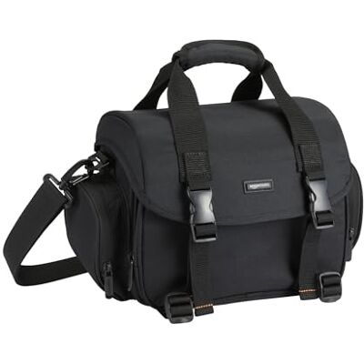 Amazon Basics Bolsa de Hombro para Cámara SLR y Accesorios, Grande, Correa Ajustable, Impermeable, Antichoque, Sólido, Acolchado Negro/Naranja Amazon Basics Bolsa de Hombro para Cámara SLR y Accesorios, Grande, Correa Ajustable, Impermeable, Antichoque, Sólido, Acolchado Negro/Naranja