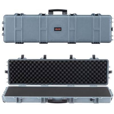 VEVOR Estuche Rígido para Armas Largas, con Cerradura y Espuma Precortada de 4 Capas, Enrollable, Resistente al Agua IP67 y Polvo, 1380 x 385 x 165 mm, Color Gris, para Viajes en Avión y Tren VEVOR Estuche Rígido para Armas Largas, con Cerradura y Espuma Precortada de 4 Capas, Enrollable, Resistente al Agua IP67 y Polvo, 1380 x 385 x 165 mm, Color Gris, para Viajes en Avión y Tren