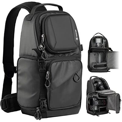 TARION Bolsa para cámara Sling Camera Bolso bandolera Resistente al Agua Foto Mochila Reflex con Protección de la lluvia, Bolsa de Cámara Compatible con DSLR SLR Cámara Trípode (TR-S, Negro) TARION Bolsa para cámara Sling Camera Bolso bandolera Resistente al Agua Foto Mochila Reflex con Protección de la lluvia, Bolsa de Cámara Compatible con DSLR SLR Cámara Trípode (TR-S, Negro)