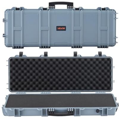 VEVOR Estuche Rígido para Armas Largas, con Cerradura y Espuma Precortada de 4 Capas, Enrollable, Resistente al Agua IP67 y Polvo, 1089 x 392 x 155 mm, Color Gris, para Viajes en Avión y Tren VEVOR Estuche Rígido para Armas Largas, con Cerradura y Espuma Precortada de 4 Capas, Enrollable, Resistente al Agua IP67 y Polvo, 1089 x 392 x 155 mm, Color Gris, para Viajes en Avión y Tren