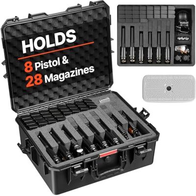 VEVOR Estuche Rígido para Pistola con Revestimiento de Espuma XPE, Funda para 8 Pistolas, Resistente al Agua y Polvo con Interior Personalizable y Asa 556 x 455 x 225 mm, Negro, Cumple con la TSA VEVOR Estuche Rígido para Pistola con Revestimiento de Espuma XPE, Funda para 8 Pistolas, Resistente al Agua y Polvo con Interior Personalizable y Asa 556 x 455 x 225 mm, Negro, Cumple con la TSA