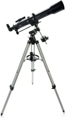 Celestron 21037 PowerSeeker 70EQ Telescopio refractor : incluye dos oculares, diagonal de imagen recta, lente Barlow de 3 aumentos, trípode ajustable en altura y bandeja de accesorios de lujo, negro