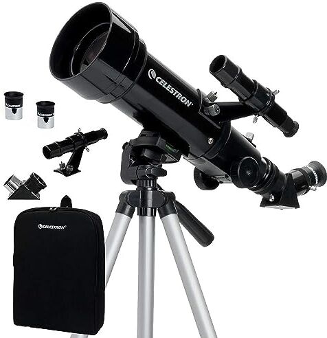 Celestron 21035 Travel Scope 70 Kit de telescopio con Refractor portátil con Mochila, Negro