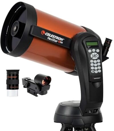 Celestron 11069 Telescopio NexStar 8SE Schmidt-Cassegrain computarizado 8SE con Montaje Totalmente automatizado, tecnología SkyAlign y Revestimiento XLT, Negro/Naranja