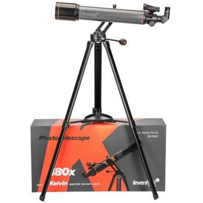 Levenhuk Kelvin Nova Plus 90/660 Fototelescopio 2-en-1: Telescopio Smartphone y Catalejo, Refractor Profesional con Montura Altacimutal, para Observación Sistema Solar, Planetas, Objetos Terrestres Levenhuk Kelvin Nova Plus 90/660 Fototelescopio 2-en-1: Telescopio Smartphone y Catalejo, Refractor Profesional con Montura Altacimutal, para Observación Sistema Solar, Planetas, Objetos Terrestres