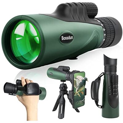 BOSSDUN Telescopio Monocular de Alta Potencia para Smartphone con Trípode, HD para Adultos (Gray) BOSSDUN Telescopio Monocular de Alta Potencia para Smartphone con Trípode, HD para Adultos (Gray)