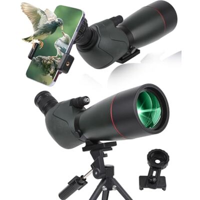 BOSSDUN Telescopio Terrestre, Zoom Catajos Alta Potencia, Adaptador Teléfono, Trípode, Bolsa, 45° Angular, Observación Estrellas, Aves, Caza (Green) BOSSDUN Telescopio Terrestre, Zoom Catajos Alta Potencia, Adaptador Teléfono, Trípode, Bolsa, 45° Angular, Observación Estrellas, Aves, Caza (Green)