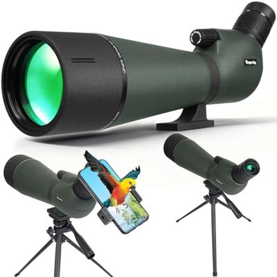 BIBIRE Telescopios terrestres 25-75x80 HD, telescopio terrestre Angular con trípode y Adaptador para teléfono. Telescopio terrestre para observación de Aves y Fauna Silvestre BIBIRE Telescopios terrestres 25-75x80 HD, telescopio terrestre Angular con trípode y Adaptador para teléfono. Telescopio terrestre para observación de Aves y Fauna Silvestre