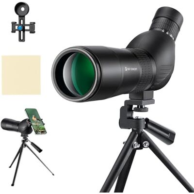 K&F CONCEPT 20-60x60 HD Monoculares, Telescopio Terrestre con trípode, Bolsa de Transporte y Adaptador para teléfono Inteligente BAK4 para Tiro al Blanco, Caza, observación de Aves K&F CONCEPT 20-60x60 HD Monoculares, Telescopio Terrestre con trípode, Bolsa de Transporte y Adaptador para teléfono Inteligente BAK4 para Tiro al Blanco, Caza, observación de Aves