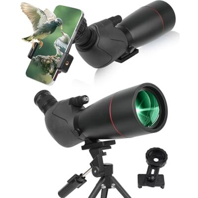 BOSSDUN Telescopio Terrestre, Zoom Catajos Alta Potencia, Adaptador Teléfono, Trípode, Bolsa, 45° Angular, Observación Estrellas, Aves, Caza (Black) BOSSDUN Telescopio Terrestre, Zoom Catajos Alta Potencia, Adaptador Teléfono, Trípode, Bolsa, 45° Angular, Observación Estrellas, Aves, Caza (Black)