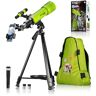 Bresser telescopio astronómico Refractor de Viaje para niños y Principiantes 70/400 Montura AZ con trípode, Adaptador para móvil, Mochila Verde