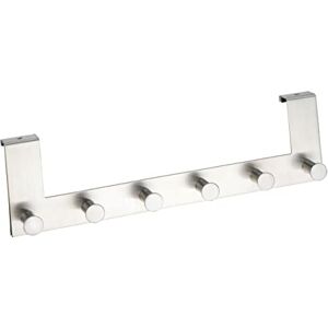 Wenko Colgador sobrepuerta Celano acero inox 6 ganchos, Acero inoxidable, 39 x 11 x 5.5 cm, Mate Wenko Colgador sobrepuerta Celano acero inox 6 ganchos, Acero inoxidable, 39 x 11 x 5.5 cm, Mate