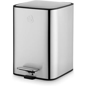 Swan Cubo de basura con pedal de 5 litros con sistema de pedal de pie, cubo interior extraíble, base antideslizante, acero inoxidable con acabado a prueba de huellas dactilares Swan Cubo de basura con pedal de 5 litros con sistema de pedal de pie, cubo interior extraíble, base antideslizante, acero inoxidable con acabado a prueba de huellas dactilares