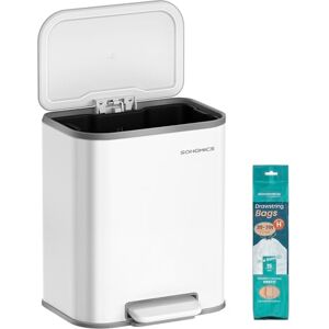 SONGMICS Cubo de Basura de Cocina, Cubo de Pedal 20 L, Cubo Basura de Acero, Tapa con Cierre Suave, Permanece Abierto, Cubo Interior, Pedal Antideslizante Ancho, Blanco Nube LTB542W02 SONGMICS Cubo de Basura de Cocina, Cubo de Pedal 20 L, Cubo Basura de Acero, Tapa con Cierre Suave, Permanece Abierto, Cubo Interior, Pedal Antideslizante Ancho, Blanco Nube LTB542W02