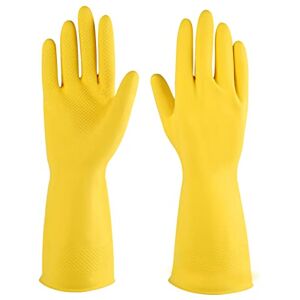 IUCGE Guantes de limpieza de goma amarillos, 6 pares para el hogar, guantes reutilizables para lavar platos para cocina. (6, medianos) IUCGE Guantes de limpieza de goma amarillos, 6 pares para el hogar, guantes reutilizables para lavar platos para cocina. (6, medianos)