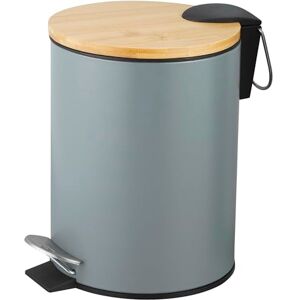Amig Cubo de Basura para Baño con Pedal 3 Litros Color Gris y Bambú Apertura Higiénica sin Manos Ø16,8 x 23 cm Acero Inoxidable Lacado Papelera Redonda con Tapa Hermética Amig Cubo de Basura para Baño con Pedal 3 Litros Color Gris y Bambú Apertura Higiénica sin Manos Ø16,8 x 23 cm Acero Inoxidable Lacado Papelera Redonda con Tapa Hermética