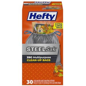 Hefty SteelSak Bolsas de basura grandes resistentes, color gris, sin perfume, 39 galones, 30 unidades Hefty SteelSak Bolsas de basura grandes resistentes, color gris, sin perfume, 39 galones, 30 unidades
