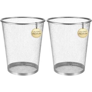 EUROXANTY Papelera malla metálica, Papelera de oficina, Cubo de basura, Circular, Rejilla metálica, Cesto basura, Escritorio, Baño, 27 x 24 cm, 10 Litros, Pack 2 Unidades, Gris EUROXANTY Papelera malla metálica, Papelera de oficina, Cubo de basura, Circular, Rejilla metálica, Cesto basura, Escritorio, Baño, 27 x 24 cm, 10 Litros, Pack 2 Unidades, Gris