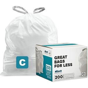 Plasticplace Bolsas de basura compatibles con Simplehuman Code C (200 unidades) bolsas de basura blancas con cordón de 2.6-3.2 galones/10-12 litros, 14.75 x 20 pulgadas Plasticplace Bolsas de basura compatibles con Simplehuman Code C (200 unidades) bolsas de basura blancas con cordón de 2.6-3.2 galones/10-12 litros, 14.75 x 20 pulgadas