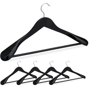 Relaxdays Pack 5 Perchas Traje Anchas, Colgadores Chaquetas, Pantalones, Madera-Metal, 24x44,5x5,5 cm, Negro Relaxdays Pack 5 Perchas Traje Anchas, Colgadores Chaquetas, Pantalones, Madera-Metal, 24x44,5x5,5 cm, Negro