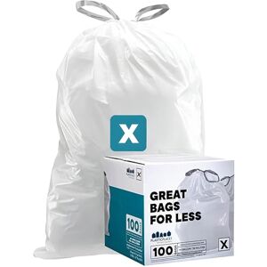 Plasticplace Simple Humano Code X Compatible (100 Unidades) │ Basura con cordón Blanco, Forros 21 galones / 80 litros │ 26 "x 34,75 Plasticplace Simple Humano Code X Compatible (100 Unidades) │ Basura con cordón Blanco, Forros 21 galones / 80 litros │ 26 "x 34,75