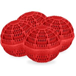 Relaxdays 4 Bolas Lavandería Ecológicas, para Lavadora, hasta 1000 Lavados, sin Detergentes, Piel Sensible, Rojo Relaxdays 4 Bolas Lavandería Ecológicas, para Lavadora, hasta 1000 Lavados, sin Detergentes, Piel Sensible, Rojo