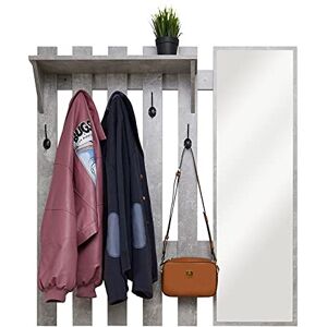Meerveil Mondeer Perchero Pared, Madera Mueble Entrada Recibidor con Espejo y 5 Ganchos Estilo Industrial para Pasillo Entrada Vestíbulo, 100 x 22 x 106 cm (Gris) Meerveil Mondeer Perchero Pared, Madera Mueble Entrada Recibidor con Espejo y 5 Ganchos Estilo Industrial para Pasillo Entrada Vestíbulo, 100 x 22 x 106 cm (Gris)