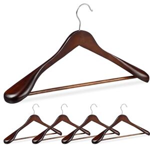 Relaxdays Pack 5 Perchas Traje Anchas, Colgadores Chaquetas, Pantalones, Madera-Metal, 24x44,5x5,5 cm, Marrón Relaxdays Pack 5 Perchas Traje Anchas, Colgadores Chaquetas, Pantalones, Madera-Metal, 24x44,5x5,5 cm, Marrón