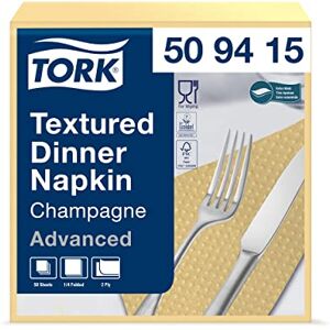 Tork Dinner Servilleta de papel gofrado para cena, 2 capas, 18 paquetes x 50 unidades (900 servilletas), pliegue 1/4, 38 cm x 39 cm, color champagne Tork Dinner Servilleta de papel gofrado para cena, 2 capas, 18 paquetes x 50 unidades (900 servilletas), pliegue 1/4, 38 cm x 39 cm, color champagne