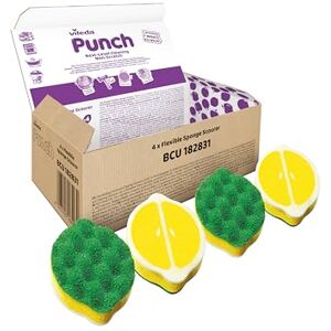 Vileda Punch Estropajo con Esponja Flexible; Pack de 4 Unidades, Estropajo Limón Flexible con Gran Poder de Limpieza,No Raya, con Fragancia, para Uso en Cocina, Baño y Exterior Vileda Punch Estropajo con Esponja Flexible; Pack de 4 Unidades, Estropajo Limón Flexible con Gran Poder de Limpieza,No Raya, con Fragancia, para Uso en Cocina, Baño y Exterior