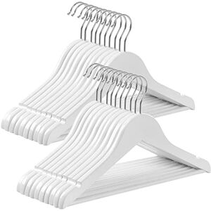 SONGMICS Juego de 20 Perchas para Niños de Madera Maciza, para Ropa Infantil, con Barra de Pantalones, Muescas en Hombros, Ganchos Giratorios, 35 cm Largo, Blanco y Plata SONGMICS Juego de 20 Perchas para Niños de Madera Maciza, para Ropa Infantil, con Barra de Pantalones, Muescas en Hombros, Ganchos Giratorios, 35 cm Largo, Blanco y Plata