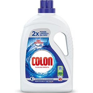 Colon Gel Activo Detergente para lavadora líquido, fórmula higiene, adecuado para ropa blanca y de color, formato gel 45 dosis Colon Gel Activo Detergente para lavadora líquido, fórmula higiene, adecuado para ropa blanca y de color, formato gel 45 dosis